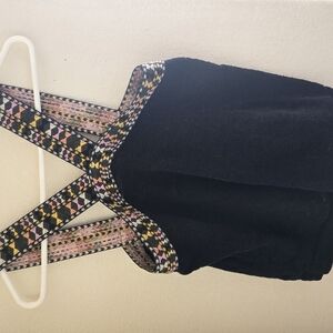 Madewell textured terry top with colorful woven straps and criss-cross back